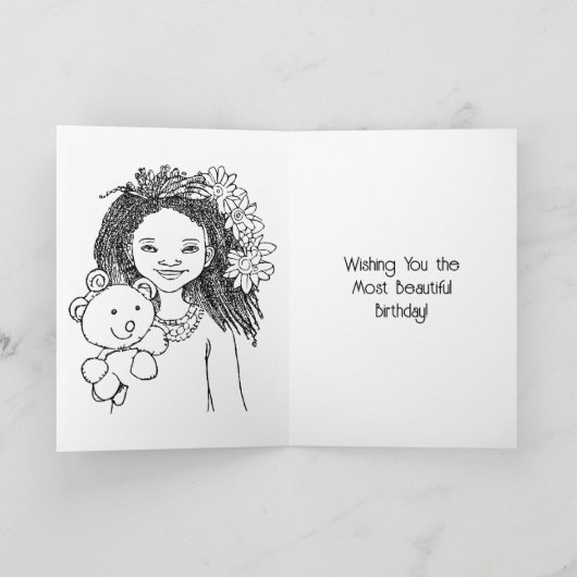 Personalisierte Girl's Card and Color Page Karte (Innenseite)