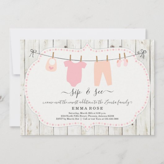 Personalisierte Girls - Einladung - rustikal (Vorderseite)