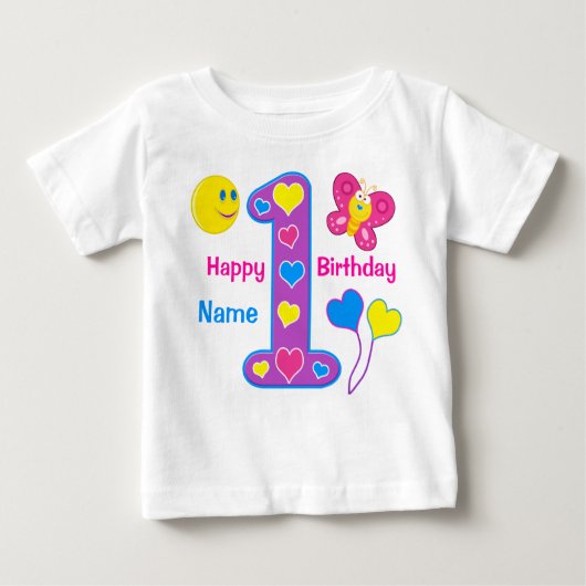 Personalisierte Girls Erstes Shirt zum Geburtstag, (Vorderseite)