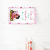 Personalisierte Girl's Floral Baby Dusche Willkomm Banner (InSitu)