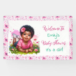 Personalisierte Girl's Floral Baby Dusche Willkomm Banner