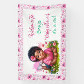 Personalisierte Girl's Floral Baby Dusche Willkomm Banner (Vertikal)