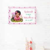 Personalisierte Girl's Floral Baby Dusche Willkomm Banner (InSitu)