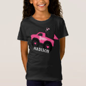 Personalisierte Girls Niedlich Rosa Monster Truck T-Shirt (Vorderseite)