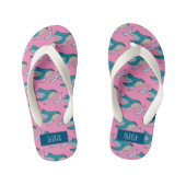 Personalisierte Girls Pink Blue Whale Ocean Patter Kinderbadesandalen (Fußbett)