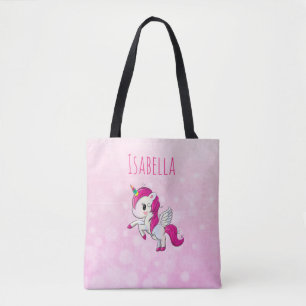Personalisierte Girl's Pink Unicorn Bag Tasche