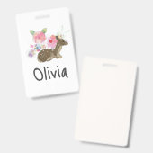 Personalisierte Girl's Pink Woodland Floral Ausweis (Vorder- & Rückseite)