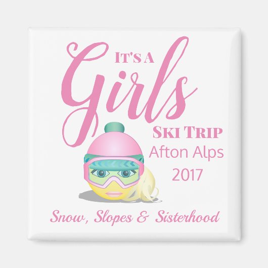 Personalisierte Girls Skireise Memento Magnet (Vorne)