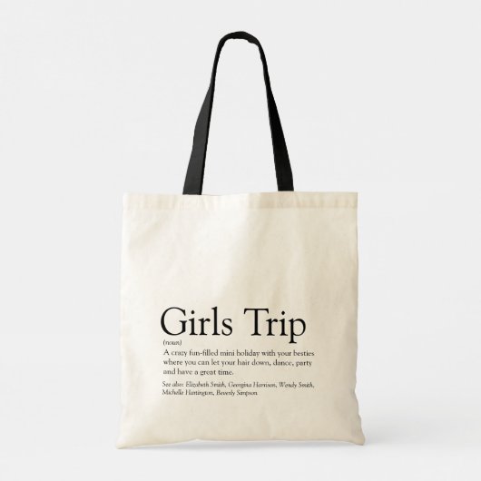 Personalisierte Girls - Trip Definition Tragetasche (Rückseite)