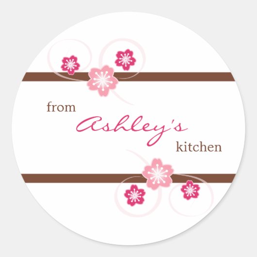 Personalisierte Girly Floral Canning Kitchen Stick Runder Aufkleber (Vorderseite)