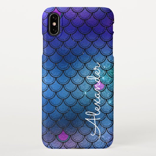 Personalisierte Girly Mermaid-Skalen iPhone Hülle (Rückseite)
