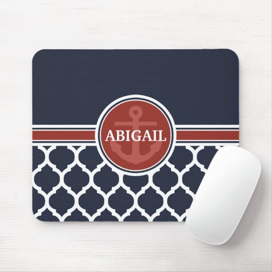 Personalisierte Girly Nautical Ankervorlage Mousepad (Mit Mouse)