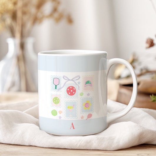 Personalisierte Girly-Pickleball-Briefmarke Zweifarbige Tasse