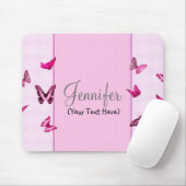 Personalisierte Girly rosa Schmetterlinge Mousepad (Mit Mouse)