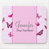 Personalisierte Girly rosa Schmetterlinge Mousepad (Vorne)