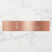 Personalisierte Girly Rose Gold Foil 30. Geburtsta Wasserflaschenetikett (Einzelnes Label)