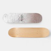 Personalisierte Girly Rose Gold Glitzer Blush Marm Skateboard (Horizontal)