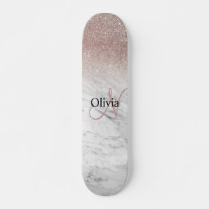 Personalisierte Girly Rose Gold Glitzer Blush Marm Skateboard