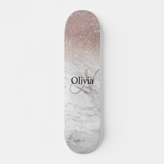 Personalisierte Girly Rose Gold Glitzer Blush Marm Skateboard (Vorne)