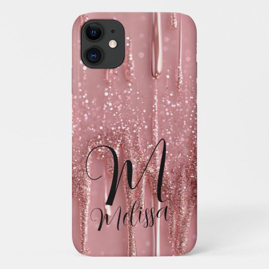 Personalisierte Girly Rose Gold Glitzer Shimmery N Case-Mate iPhone Hülle (Rückseite)