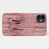Personalisierte Girly Rose Gold Glitzer Shimmery N Case-Mate iPhone Hülle (Rückseite (Horizontal))
