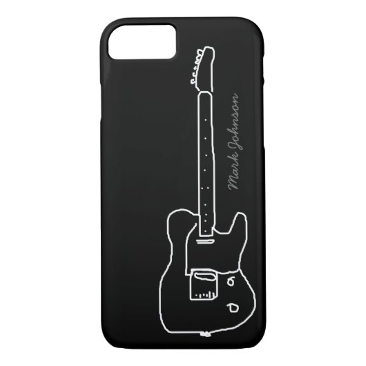 personalisierte Gitarre auf schwarz Case-Mate iPhone Hülle (Rückseite)