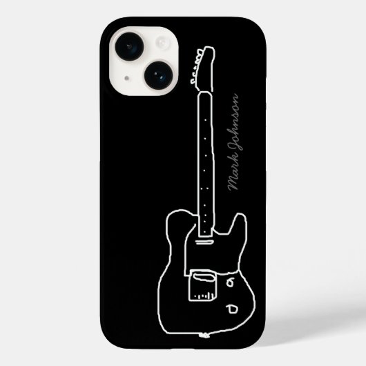 personalisierte Gitarre auf Schwarzem Case-Mate iPhone Hülle (Rückseite)