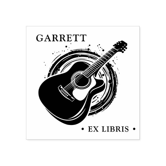 Personalisierte Gitarre Ex Libris Briefmarke der H Gummistempel (Prägung)