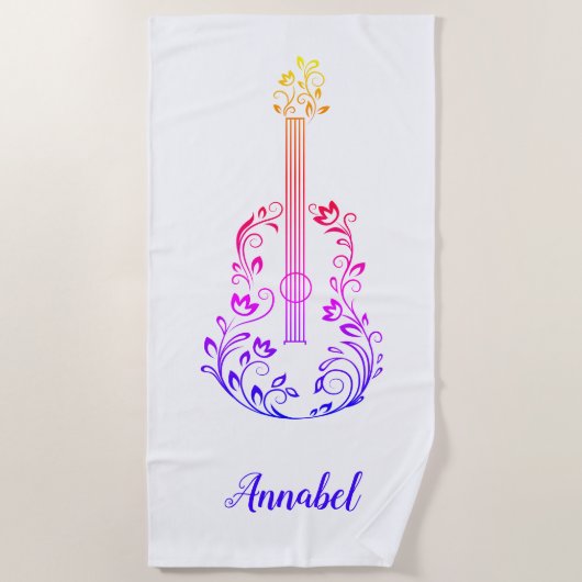 Personalisierte Gitarre in Weiß Strandtuch (Vorderseite)