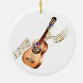 Personalisierte Gitarre und blumengeschmückte Weih Keramik Ornament (Hinten)