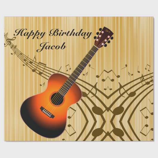 Personalisierte Gitarre und Musikereignisse Geburt Geschenkpapier (Flach)