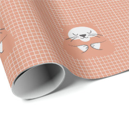 Personalisierte Gitterlinie, braun, niedlich Geschenkpapier