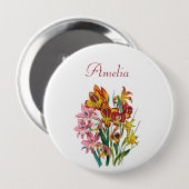 Personalisierte Gladiolen Brosche Button (Vorne & Hinten)