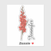 Personalisierte Gladiolus Blumen Name Botanisch Aufkleber (Blatt)