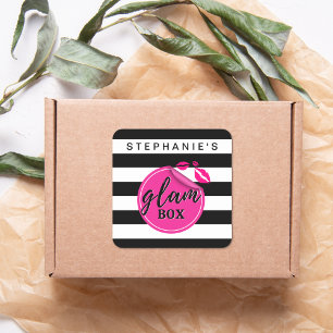 Personalisierte Glam Box-Aufkleber Quadratischer Aufkleber