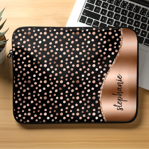 Personalisierte Glam Paint Spots Rose Gold Schwarz Laptopschutzhülle