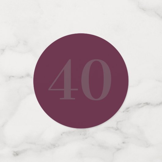 Personalisierte glamouröse Tafel Konfetti 40. (Klein Vorderseite)