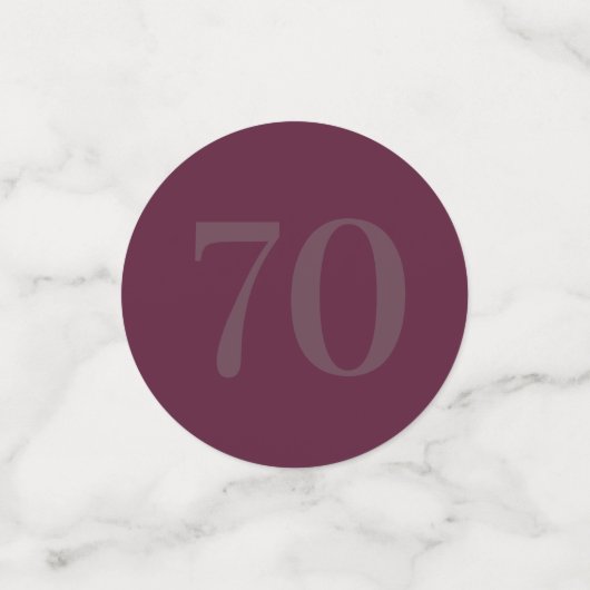 Personalisierte glamouröse Tafel Konfetti 70. (Klein Vorderseite)