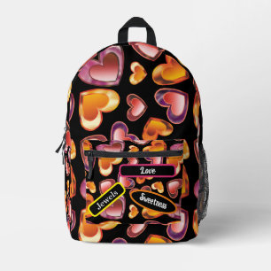 Personalisierte Glänzende Knallende Edelstein-Herz Bedruckter Rucksack