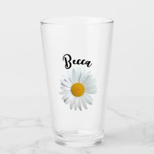 Personalisierte Glasblume Perky White Daisy Glas