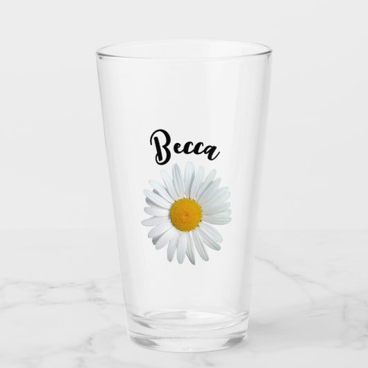 Personalisierte Glasblume Perky White Daisy Glas (Vorderseite)