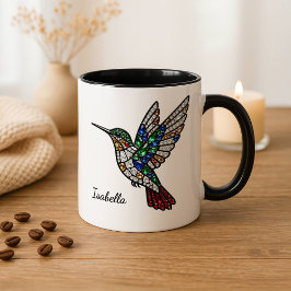 Personalisierte Glasmalerei-Kolibri-Kaffeetasse Tasse