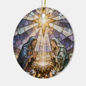 Personalisierte Glasmalerei-Weihnachtskrippe Keramik Ornament (Links)