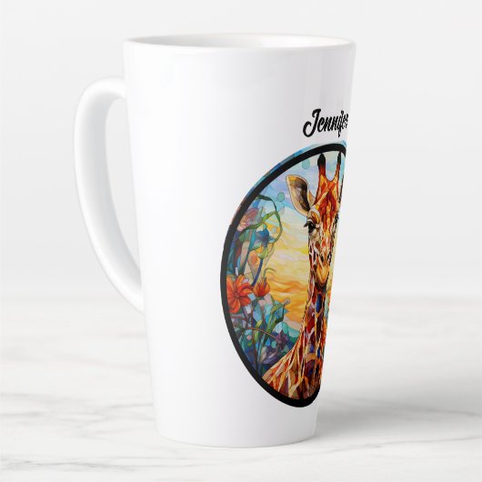 Personalisierte Glass Giraffe Milchtasse (Linke Ecke)