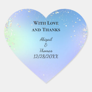 Personalisierte Glitter Blau Lila Hochzeit Herz-Aufkleber