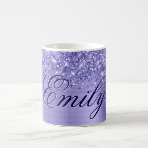 Personalisierte Glitter-Periwinkle-Folie Kaffeetasse