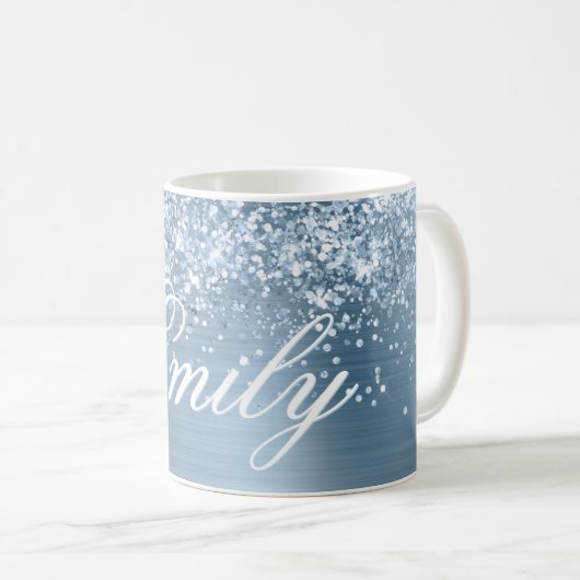 Personalisierte Glitterie Hellblauer Foil Kaffeetasse (VorderseiteRechts)