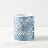 Personalisierte Glitterie Hellblauer Foil Kaffeetasse (Mittel)