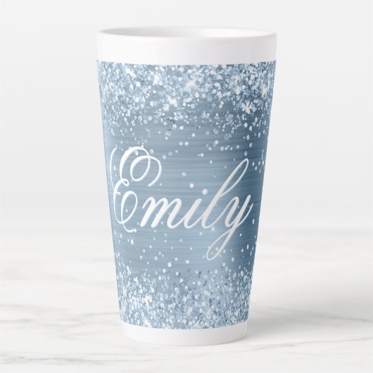 Personalisierte Glitterie Hellblauer Foil Milchtasse (Vorderseite)