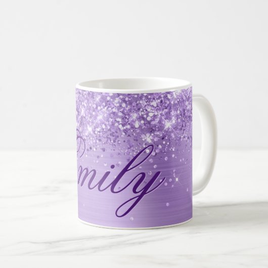 Personalisierte Glitterie Lavendel Foil Kaffeetasse (VorderseiteRechts)